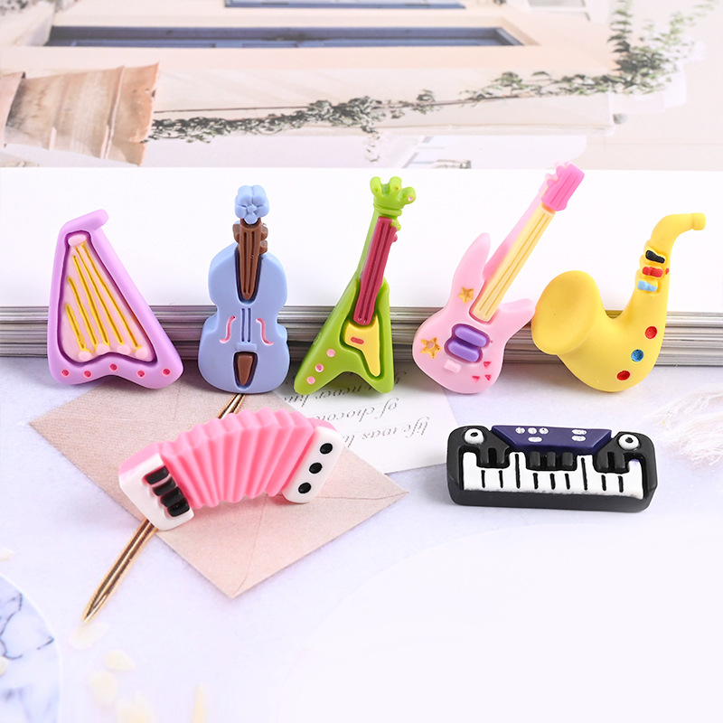 Musical Instruments Cartoon - 10pcs Cartoon Kawaii Resin Mini Musical