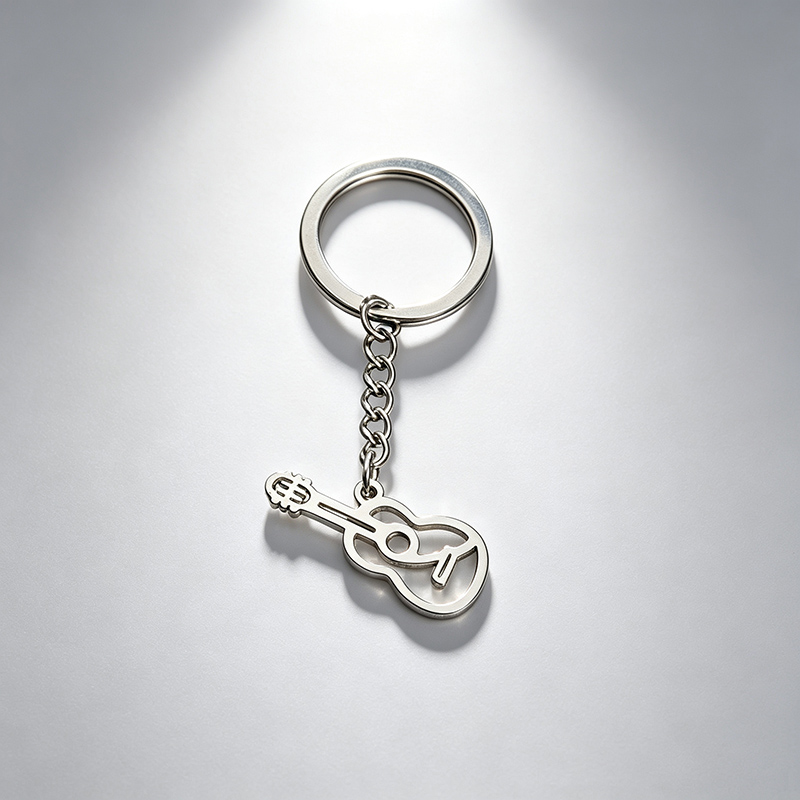 Musical Instruments Cartoon - Hollow Stainless Steel Guitar Pendant Key