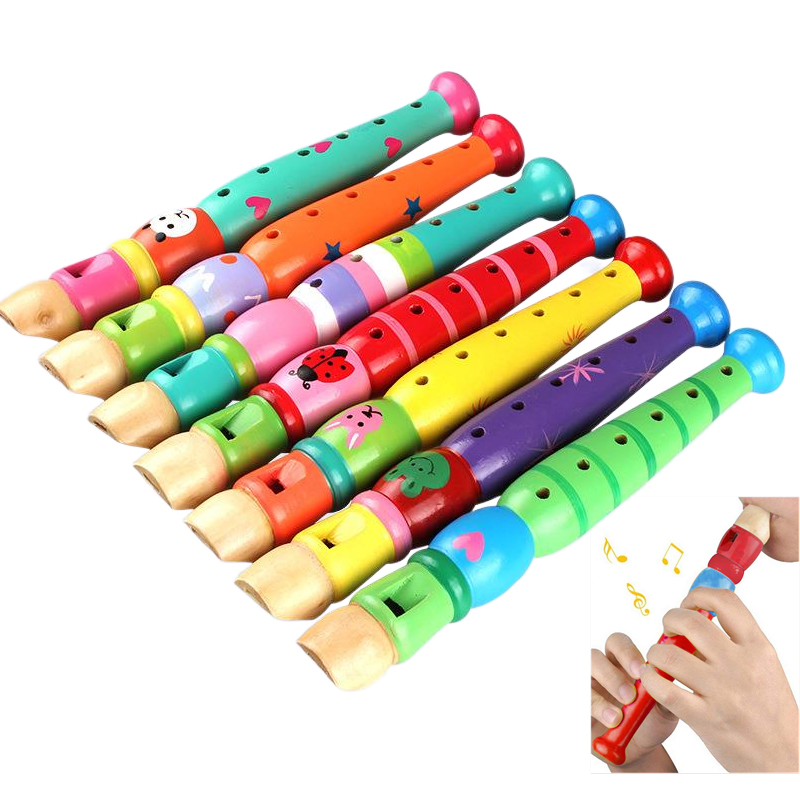Musical Instrument Fagot - 2pcs Wooden Flute 20cm Colorful Children