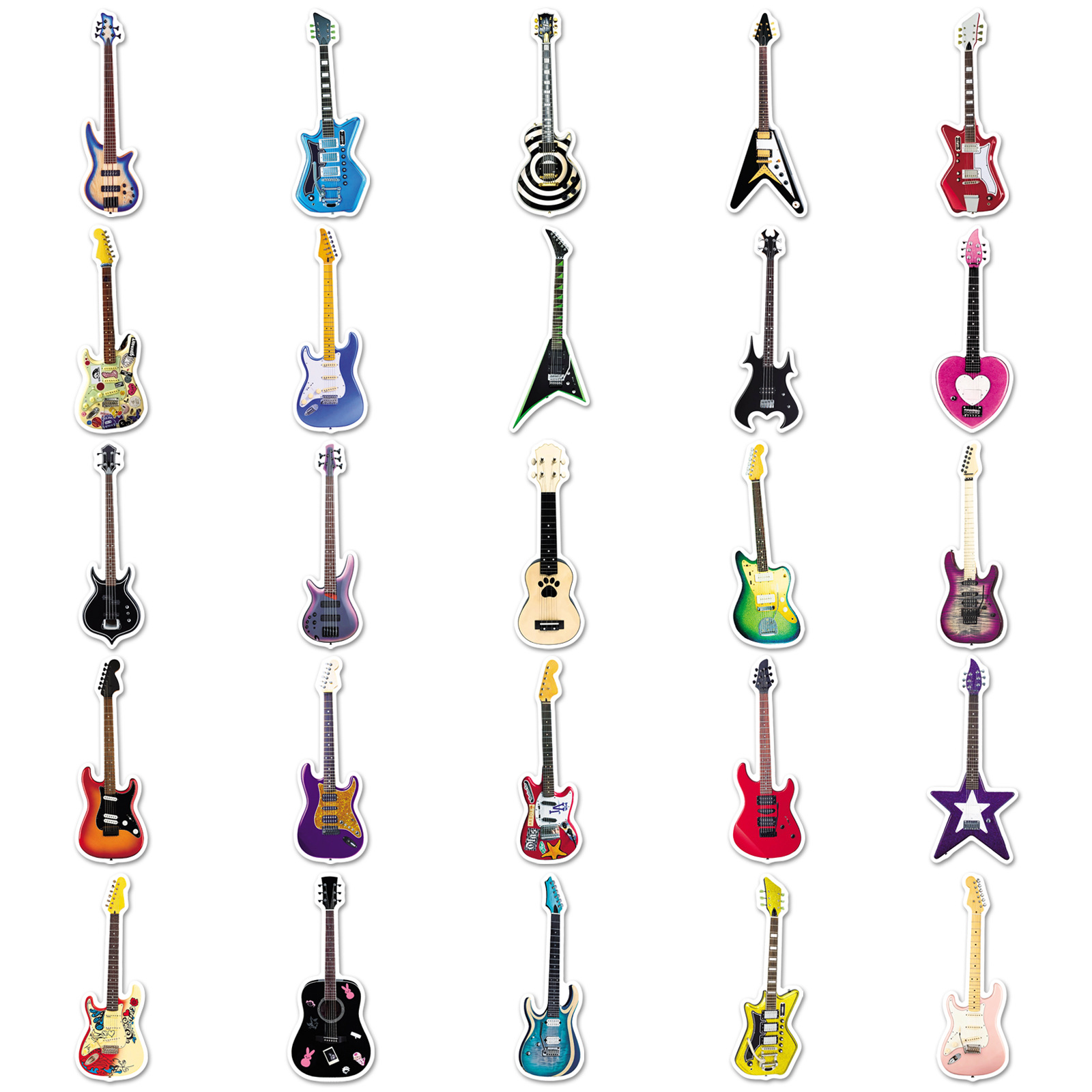 50-Pack Guitar Graffiti Sticke - Musical Instruments Cartoon review and price