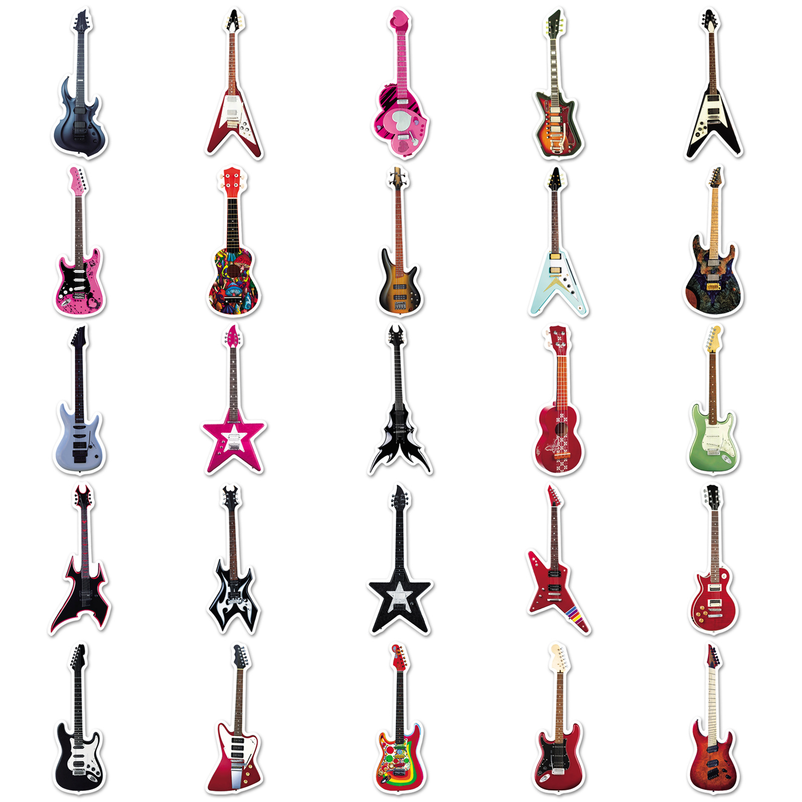 50-Pack Guitar Graffiti Sticke - Musical Instruments Cartoon review and price
